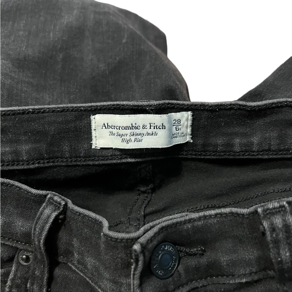 Abercrombie & Fitch The Super Skinny Ankle High Rise Black Stretch Jeans… - Picture 6 of 6